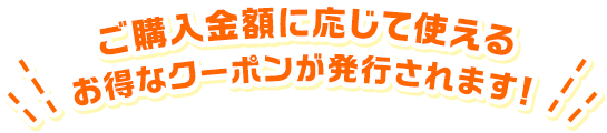 ご購入金額に応じて使えるお得なクーポンが発行されます！