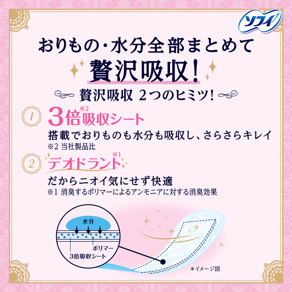 おりもの・水分全部まとめて贅沢吸収!